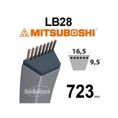 Courroie tondeuse LB28 Mitsuboshi. 16,5 mm x 723 mm.