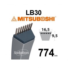 Courroie tondeuse LB30 Mitsuboshi. 16,5 mm x 774 mm.