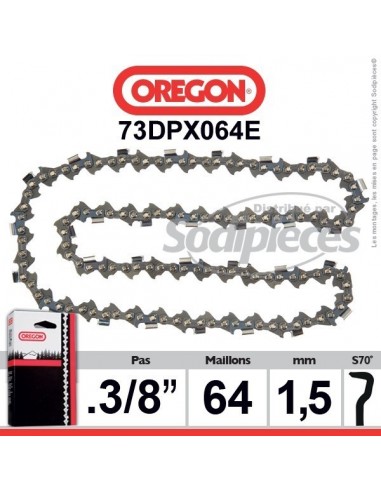 Chaîne tronçonneuse 73DPX064E OREGON S-70. 3/8. 1,5mm. 64 maillons"