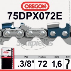 Chaîne tronçonneuse 75DPX072E OREGON S-70. 3/8. 1,6mm. 72 maillons"