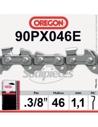 Chaîne tronçonneuse 90PX046E OREGON. 3/8. 1,1 mm. 46 maillons"