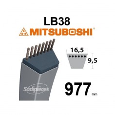 Courroie tondeuse LB38 Mitsuboshi. 16,5 mm x 977 mm.