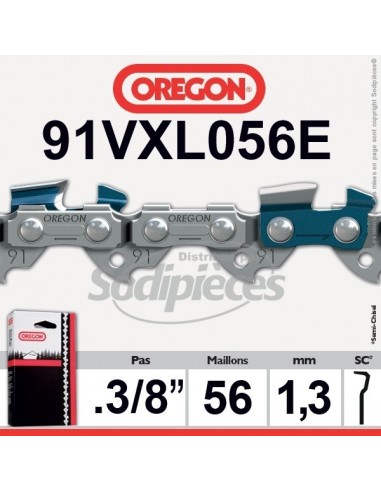 Chaîne tronçonneuse 91VXL056E OREGON. 3/8. 1,3mm. 56 maillons"