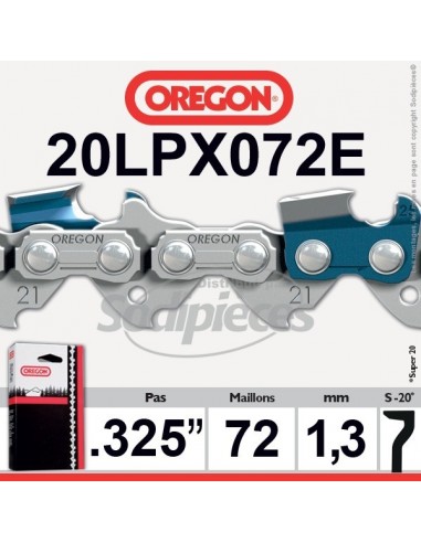 Chaîne tronçonneuse 20LPX072E OREGON Super 20 .325. 1,3mm. 72 maillons"