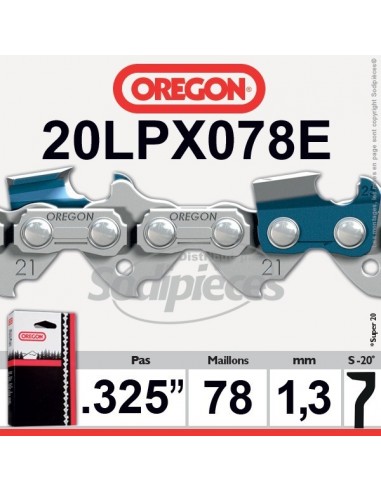 Chaîne tronçonneuse 20LPX078E OREGON Super 20 .325. 1,3mm. 78 maillons"