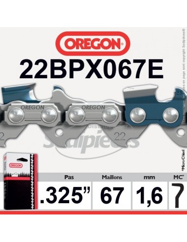Chaîne tronçonneuse 22BPX067E OREGON. 325. 1,6mm. 67 maillons"