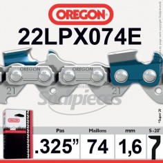 Chaîne tronçonneuse 22LPX074E OREGON Super 20. 325. 1,6mm. 74 maillons"
