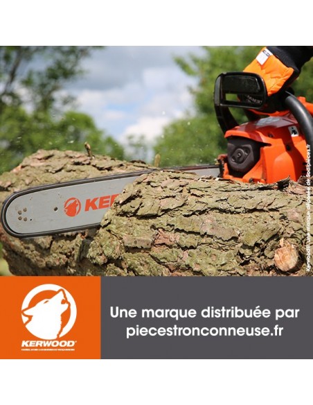 Kit 1 guide. 45 cm, 3/8". 1,5 mm. 18A3KSWB + 2 chaînes 64 maillons 3/8", 1,5mm. Kerwood