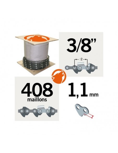 Chaîne tronçonneuse KERWOOD 25 pieds 3/8",1,1mm