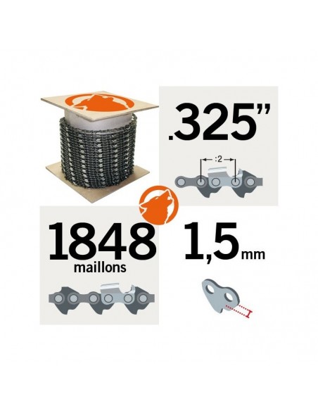 Chaîne tronçonneuse KERWOOD 100 pieds 0,325, 1,5mm"