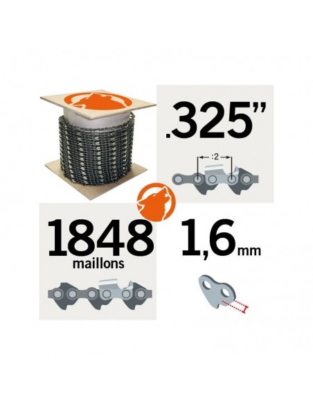 Chaîne tronçonneuse KERWOOD 100 pieds 0,325, 1,6mm"