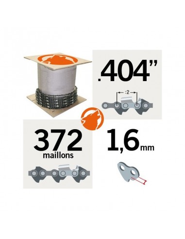 Chaîne tronçonneuse KERWOOD 25 pieds 0.404", 1,6mm