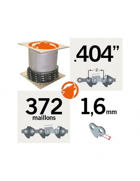 Chaîne tronçonneuse KERWOOD 25 pieds 0.404", 1,6mm