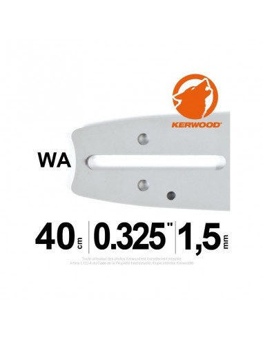 Guide tronçonneuse Kerwood. 40 cm. 0,325. 1,5 mm"