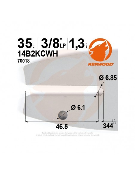 Guide tronçonneuse Kerwood. 35 cm, 3/8LP. 1,3 mm"