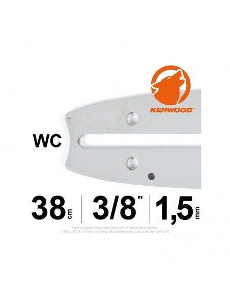 Guide tronçonneuse Kerwood. 38 cm. 3/8. 1,5 mm"