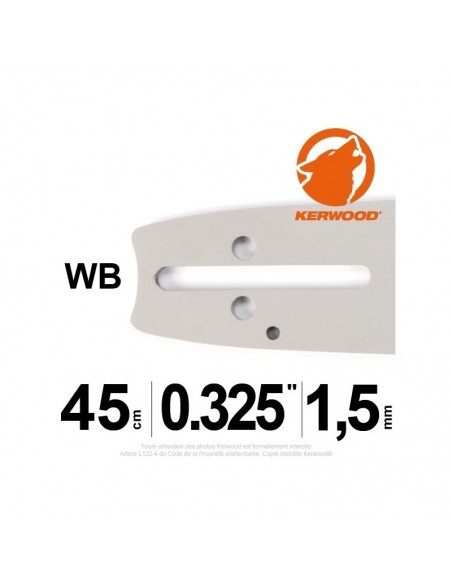 Guide tronçonneuse Kerwood. 45cm, 0,325. 1,5 mm"