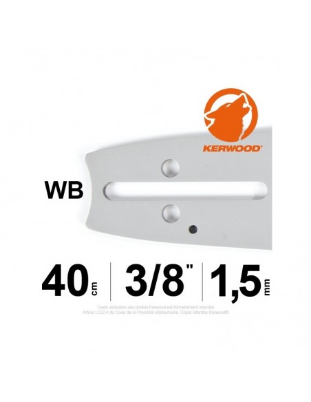 Guide tronçonneuse Kerwood. 40 cm, 3/8. 1,5 mm"