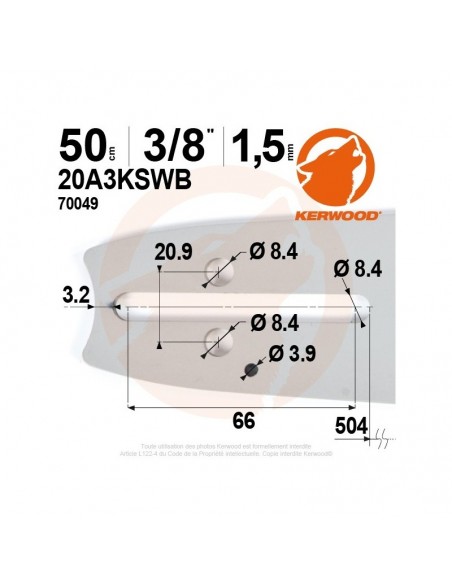 Guide Kerwood. 50 cm, 3/8. 1,5 mm"