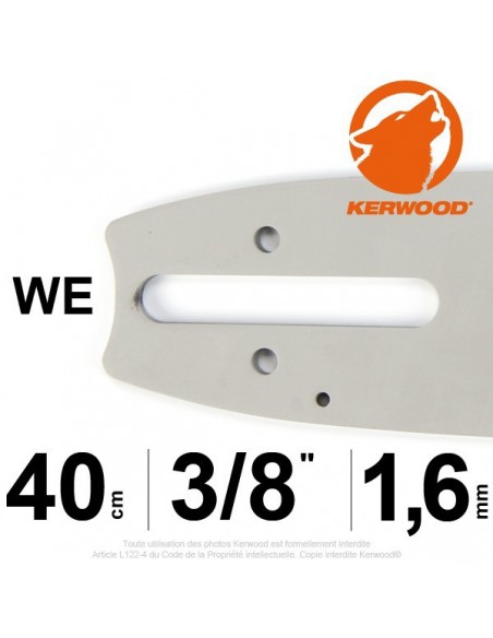 Guide tronçonneuse Kerwood. 40cm, 3/8.1,6 mm"
