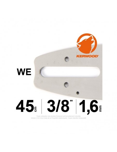 Guide tronçonneuse Kerwood. 45cm. 3/8.1,6 mm"