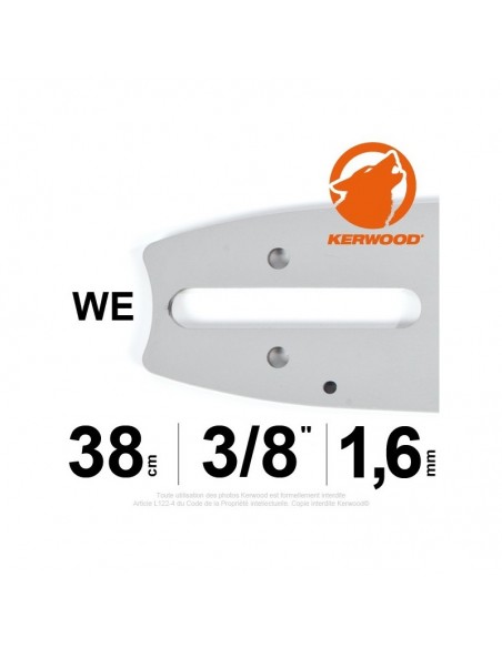 Guide tronçonneuse Kerwood. 38 cm, 3/8. 1,6 mm"