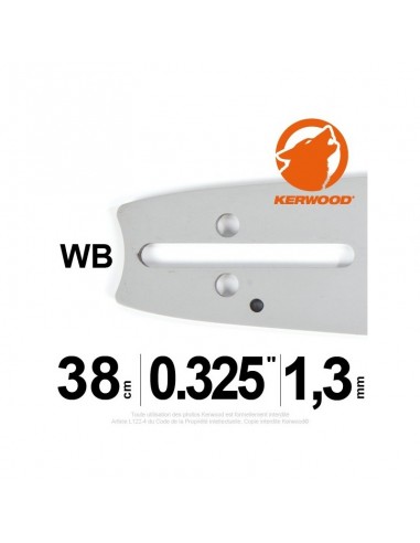 Guide tronçonneuse Kerwood. 38 cm, 0,325. 1,3 mm"