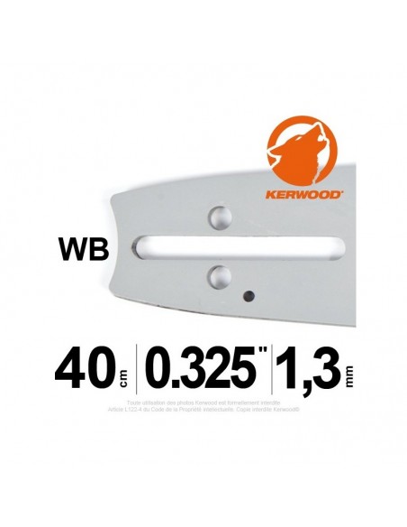 Guide tronçonneuse Kerwood. 40 cm, 0,325. 1,3 mm"