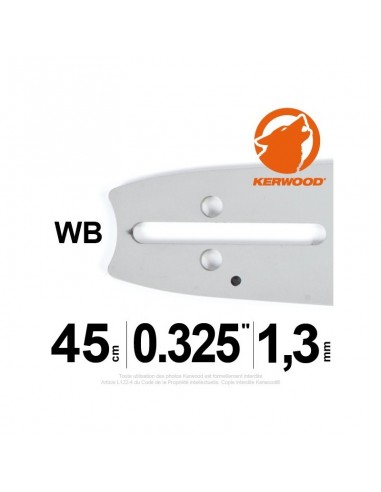 Guide tronçonneuse Kerwood. 45 cm. 0,325". 1,3 mm