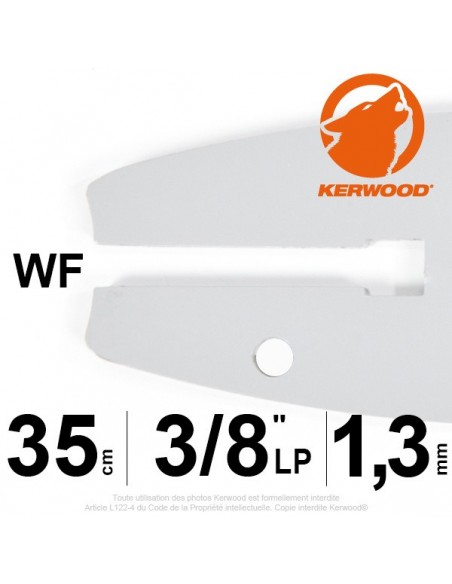 Guide tronçonneuse Kerwood. 35 cm, 3/8LP. 1,3 mm"