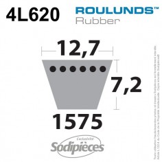 Courroie tondeuse 4L620 Roulunds Continental 12,7 x 7,2 x 1575 mm 2