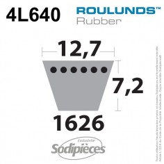 Courroie tondeuse 4L640 Roulunds Continental 12,7 x 7,2 x 1626 mm 2