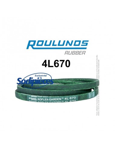 Courroie tondeuse 4L670 Roulunds Continental 12,7 x 7,2 x 1702 mm