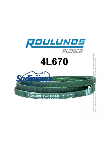 Courroie tondeuse 4L670 Roulunds Continental 12,7 x 7,2 x 1702 mm