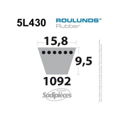 Courroie tondeuse 5L430 Roulunds Continental 15,8 x 9,5 x 1092 mm 2