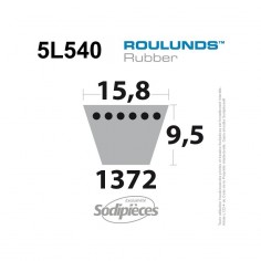 Courroie tondeuse 5L540 Roulunds Continental 15,8 x 9,5 x 1372 mm 2