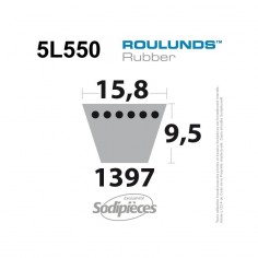 Courroie tondeuse 5L550 Roulunds Continental 15,8 x 9,5 x 1397 mm 2