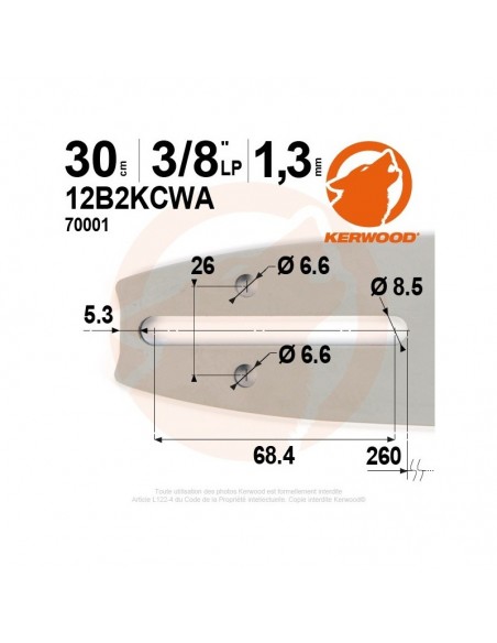 Guide tronçonneuse Kerwood. 40 cm. 3/8LP. 1,3 mm"