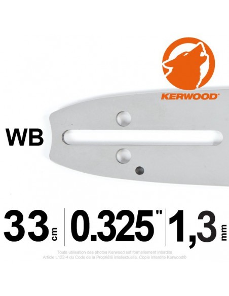 Guide tronçonneuse Kerwood. 38 cm. 0,325. 1,3 mm"