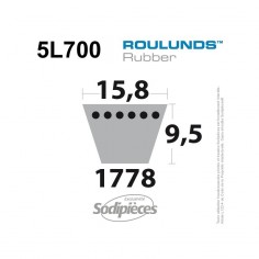 Courroie tondeuse 5L700 Roulunds Continental 15,8 x 9,5 x 1778 mm 2