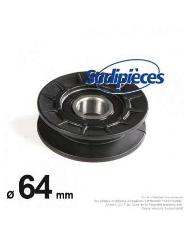 Poulie composite gorge en V Ø 64 mm