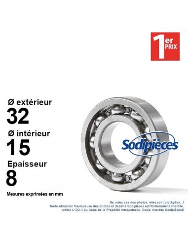 Roulement à billes 1er Prix. Non étanche