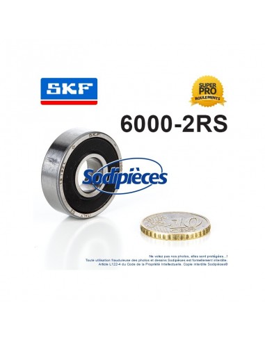 Roulement à billes 6000-2RS SKF. Double étanchéité