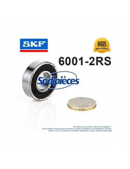 Roulement à billes 6001-2RS SKF. Double étanchéité