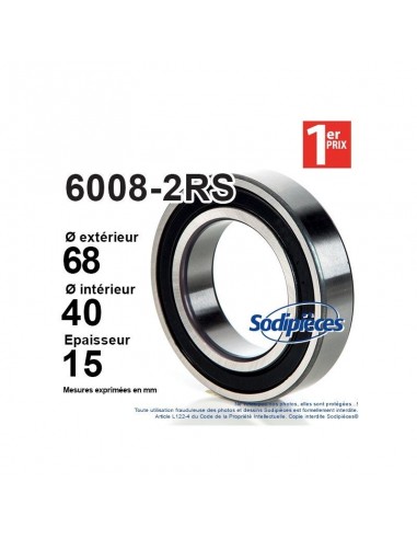 Roulement à billes 6008-2RS 1er Prix. Double étanchéité