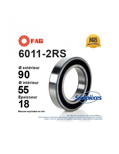 Roulement à billes 6011-2RS FAG. Double étanchéité