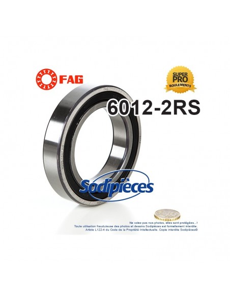 Roulement à billes 6012-2RS FAG. Double étanchéité