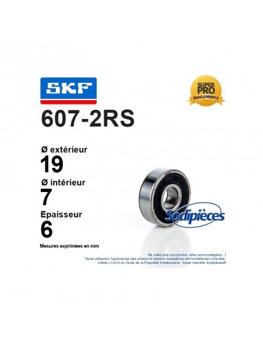 Roulement à billes 607-2RS SKF. Double étanchéité