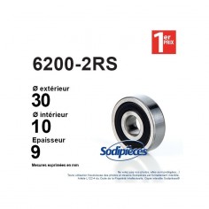 Roulement à billes 6200-2RS 1er Prix. Double étanchéité