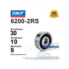 Roulement à billes 6200-2RS SKF. Double étanchéité